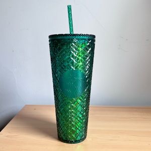 Starbucks 2022 Spring Light Emerald Green Jeweled Bling Tumbler 24oz Cup